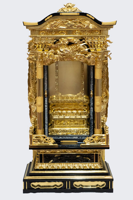 破風屋根「雲龍」厨子下台付き厨子